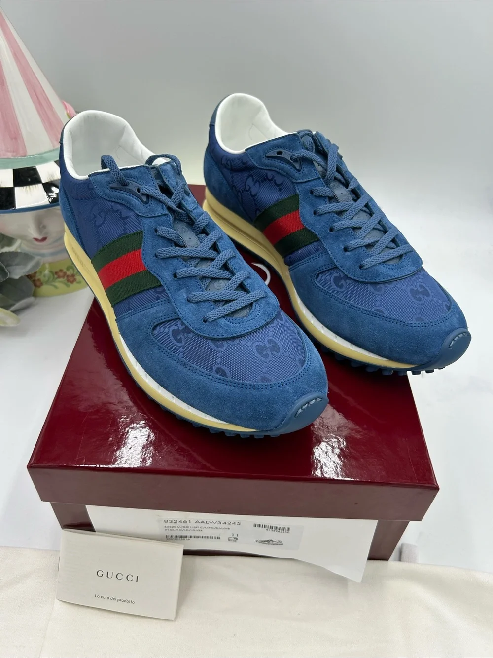 Men's Gucci Re-motion low top sneakers, GG canvas, and suede size 11 made Italy